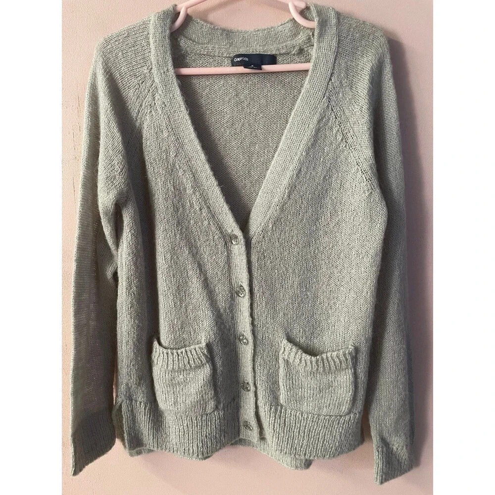 Gap Kids Light Gray Knit Lightweight Cardigan Size S